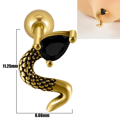 1 Piece Ear Cartilage Rings & Studs Punk Cool Style Solid Color 304 Stainless Steel Plating Inlay Zircon 18K Gold Plated Ear Cartilage Rings & Studs