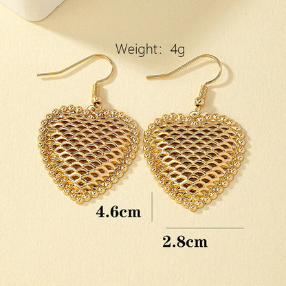 2 Pieces Elegant Sweet Heart Shape Plating Inlay Alloy Ferroalloy 14k Gold Plated Drop Earrings