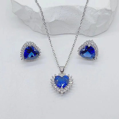 2 Pieces Fashion Heart Shape Titanium Steel Plating Inlay Zircon Women's Jewelry Set