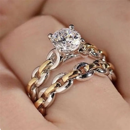 2 Pieces Fashion Round Alloy Plating Inlay Rhinestones Women'S Rings