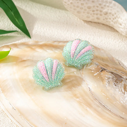 2 Pieces Glam Classical Romantic Shell Arylic Ear Studs