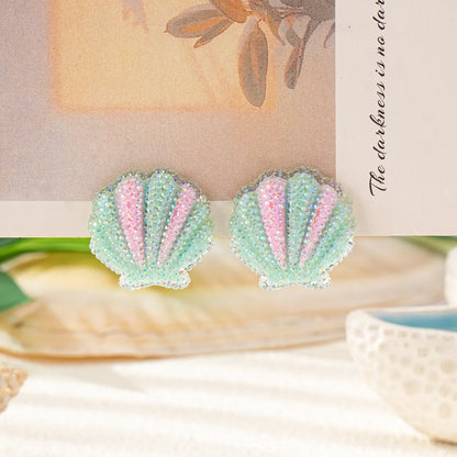 2 Pieces Glam Classical Romantic Shell Arylic Ear Studs