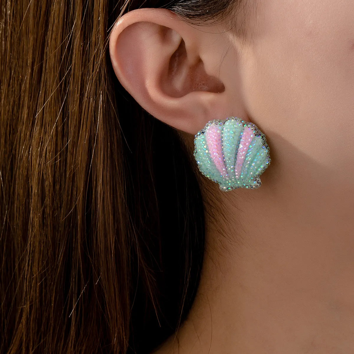 2 Pieces Glam Classical Romantic Shell Arylic Ear Studs