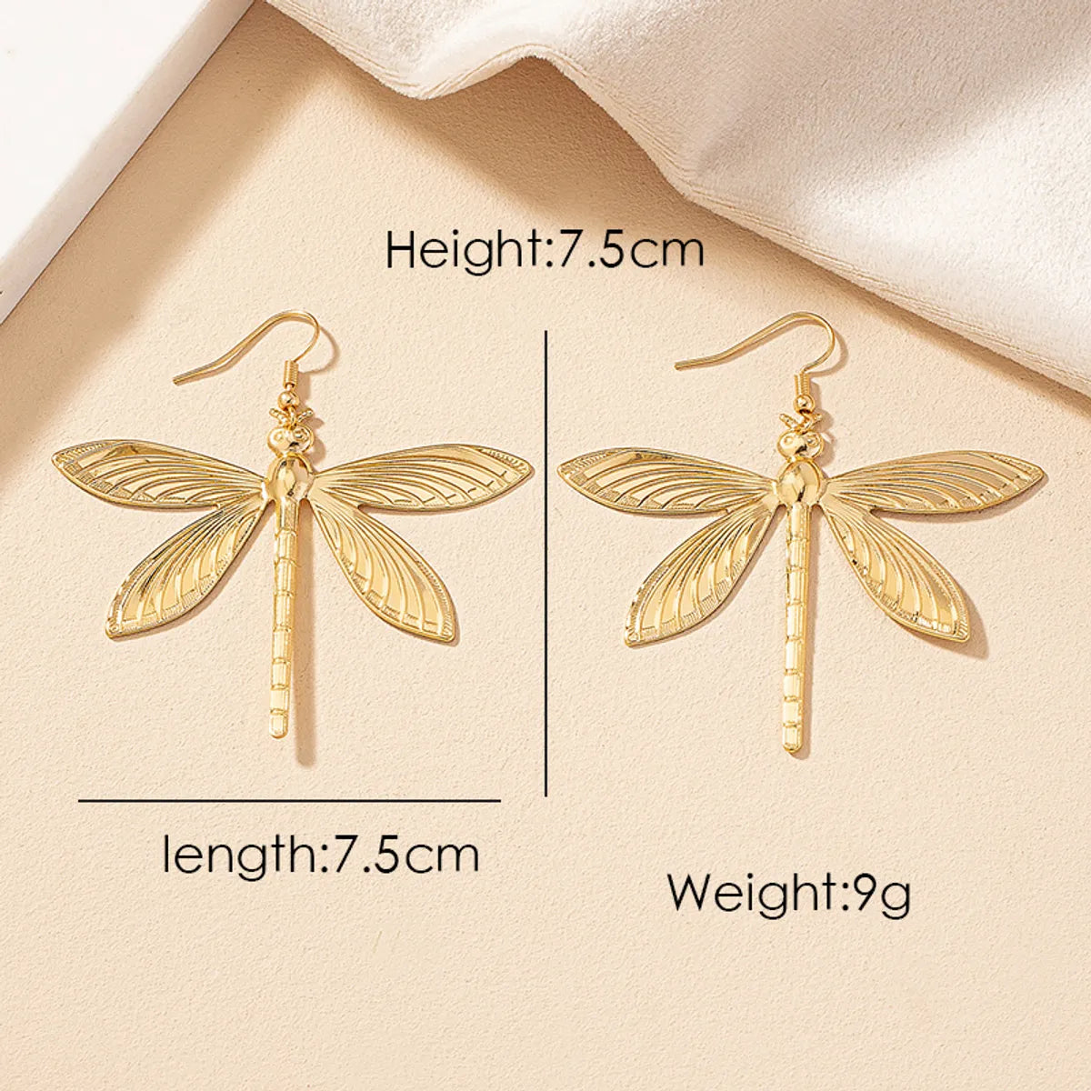 2 Pieces Glam Dragonfly Plating Ferroalloy 14k Gold Plated Drop Earrings