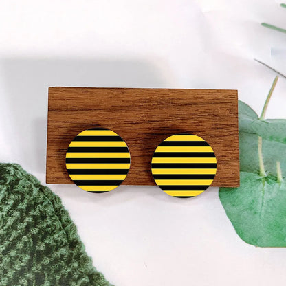 2 Pieces Nordic Style Original Design Tropical Round Stripe Printing Arylic Ear Studs