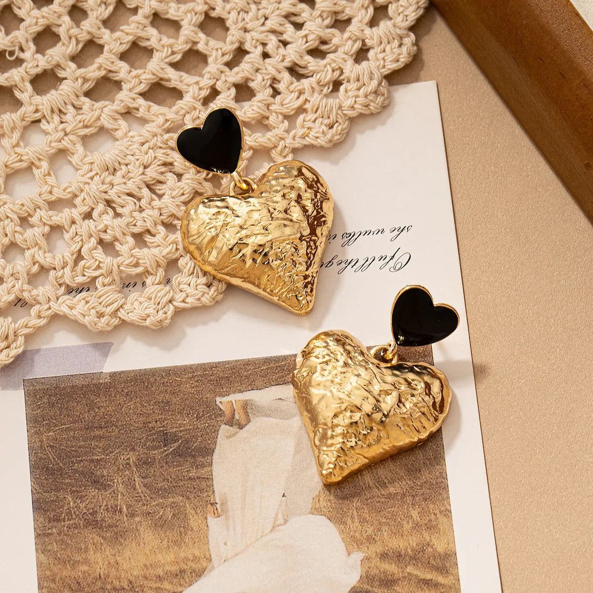 2 Pieces Romantic Double Heart Heart Shape Plating Alloy Drop Earrings