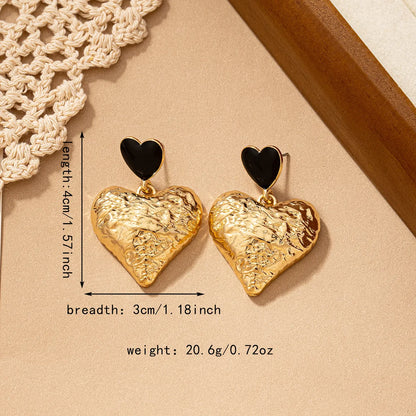 2 Pieces Romantic Double Heart Heart Shape Plating Alloy Drop Earrings