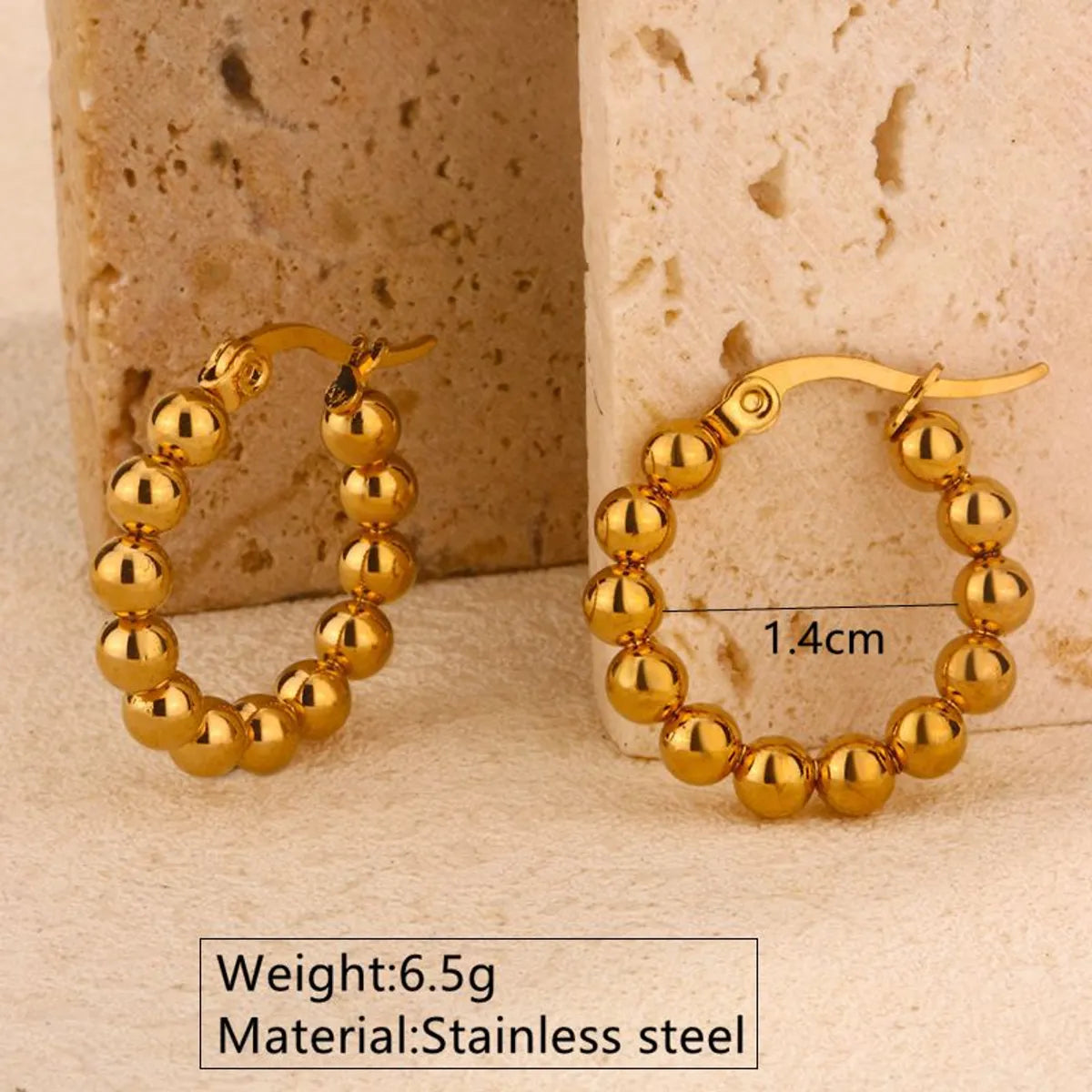 2 Pieces Set Elegant Simple Style Circle Round Plating 304 Stainless Steel 18K Gold Plated Hoop Earrings