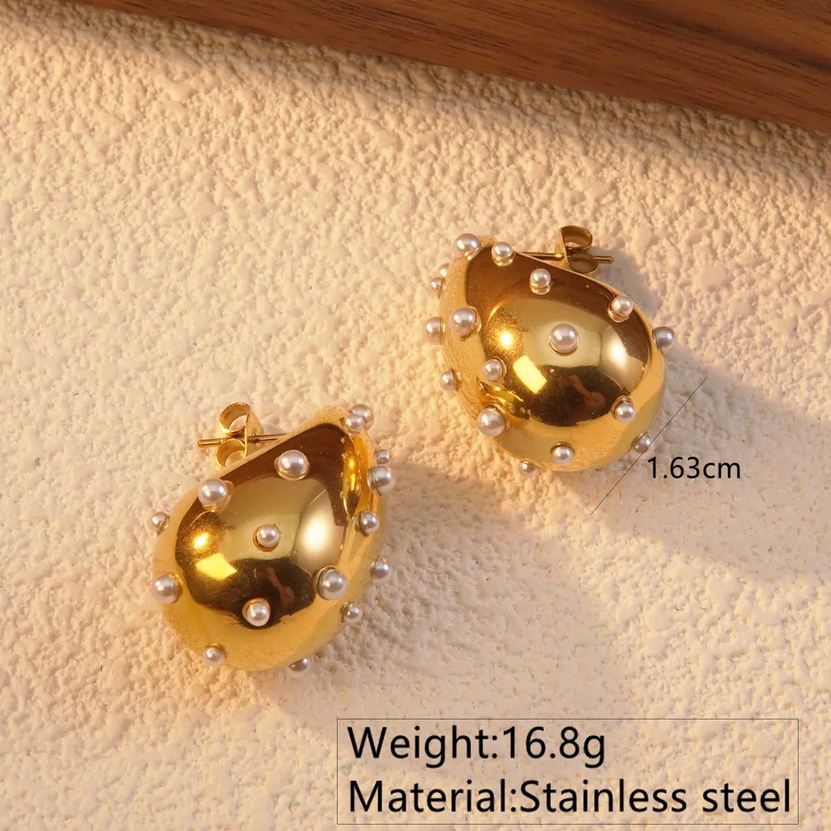 2 Pieces Set Simple Style Classic Style C Shape Irregular Plating Inlay 304 Stainless Steel Plastic 18K Gold Plated Ear Studs