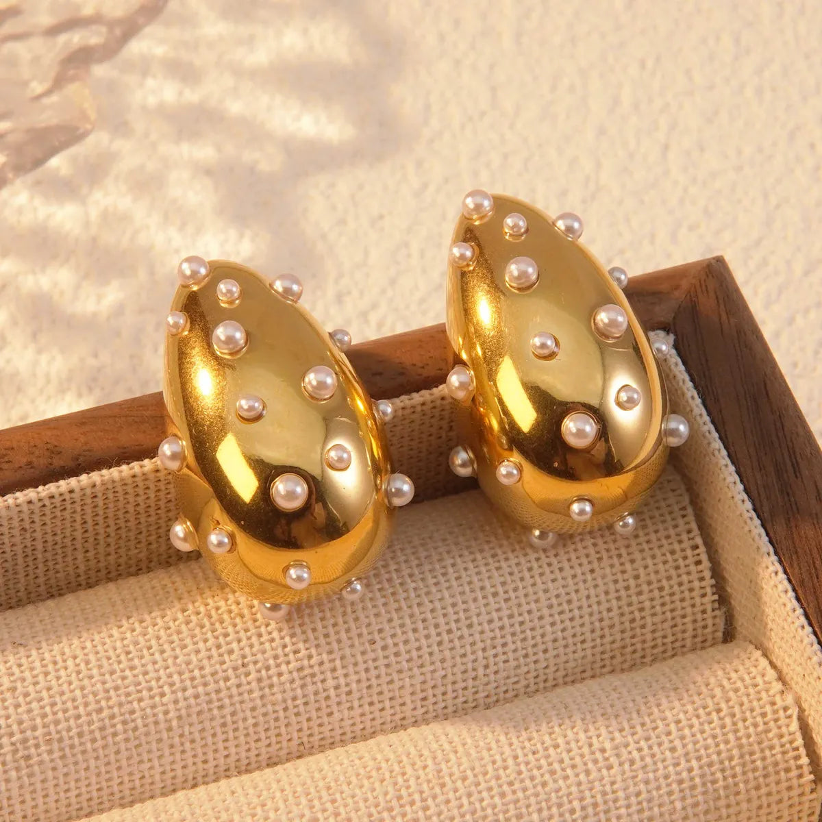 2 Pieces Set Simple Style Classic Style C Shape Irregular Plating Inlay 304 Stainless Steel Plastic 18K Gold Plated Ear Studs