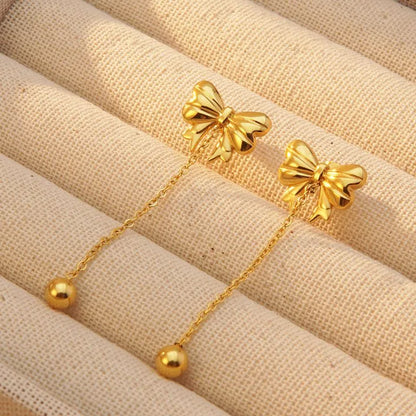 2 Pieces Set Sweet Simple Style Bow Knot Plating Bowknot 304 Stainless Steel 18K Gold Plated Drop Earrings