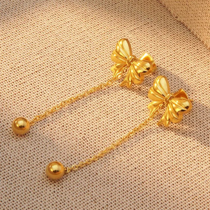 2 Pieces Set Sweet Simple Style Bow Knot Plating Bowknot 304 Stainless Steel 18K Gold Plated Drop Earrings