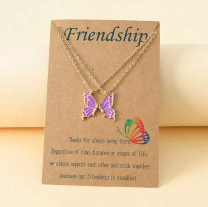 2 Pieces Simple Style Butterfly Alloy Enamel Women's Pendant Necklace