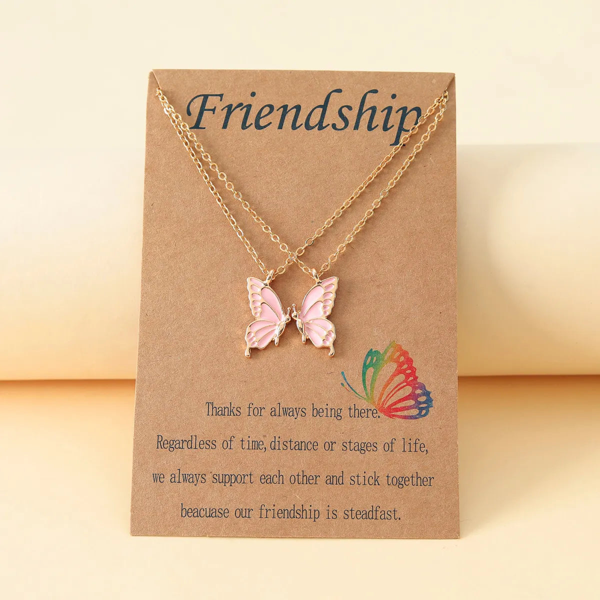 2 Pieces Simple Style Butterfly Alloy Enamel Women's Pendant Necklace