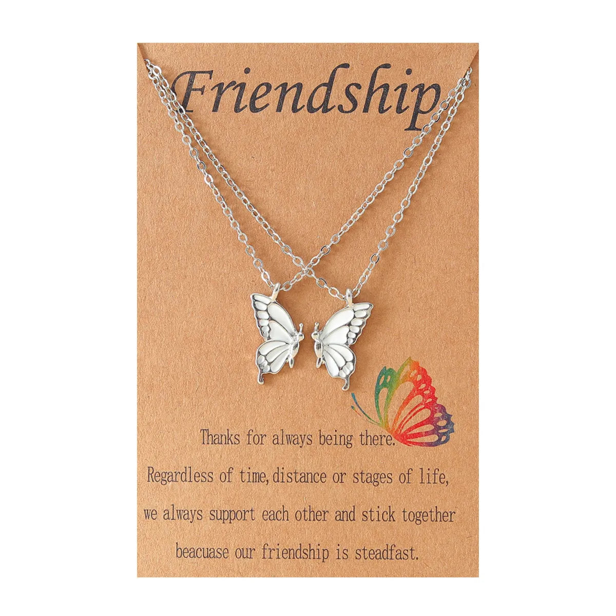 2 Pieces Simple Style Butterfly Alloy Enamel Women's Pendant Necklace