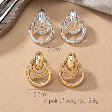 2 Pieces Simple Style Circle Round Plating Alloy Ferroalloy 14k Gold Plated Silver Plated Ear Studs