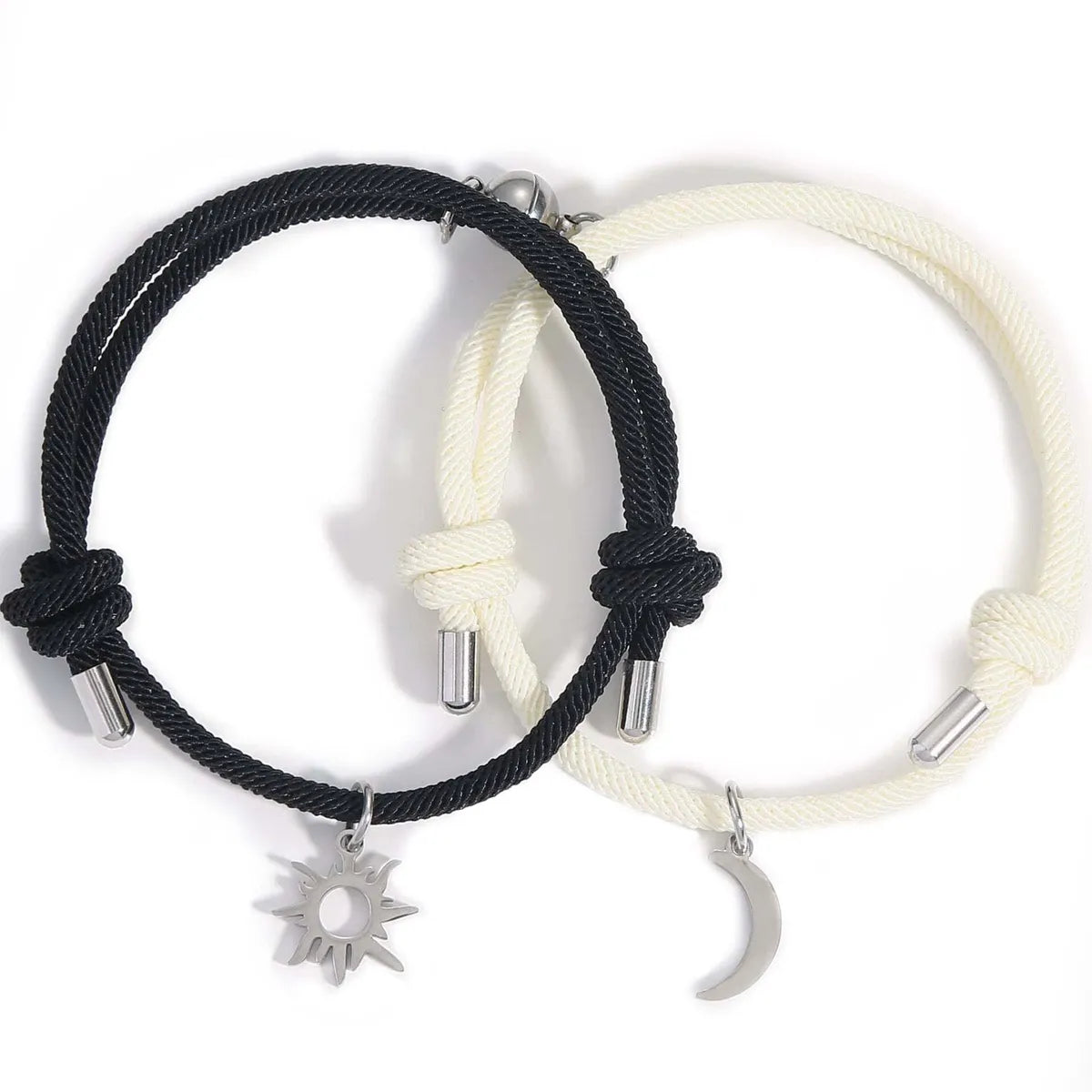 Simple Style Moon Alloy Braid Couple Unisex Bracelets