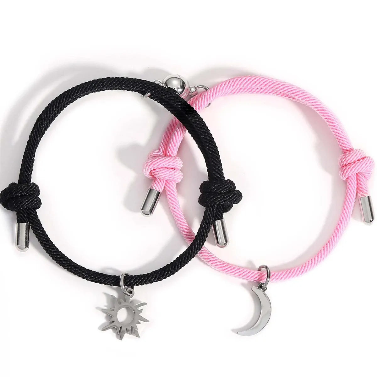 Simple Style Moon Alloy Braid Couple Unisex Bracelets