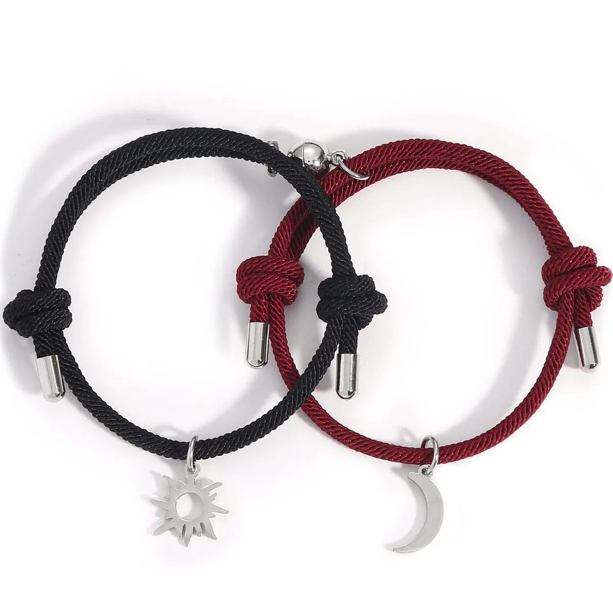 Simple Style Moon Alloy Braid Couple Unisex Bracelets