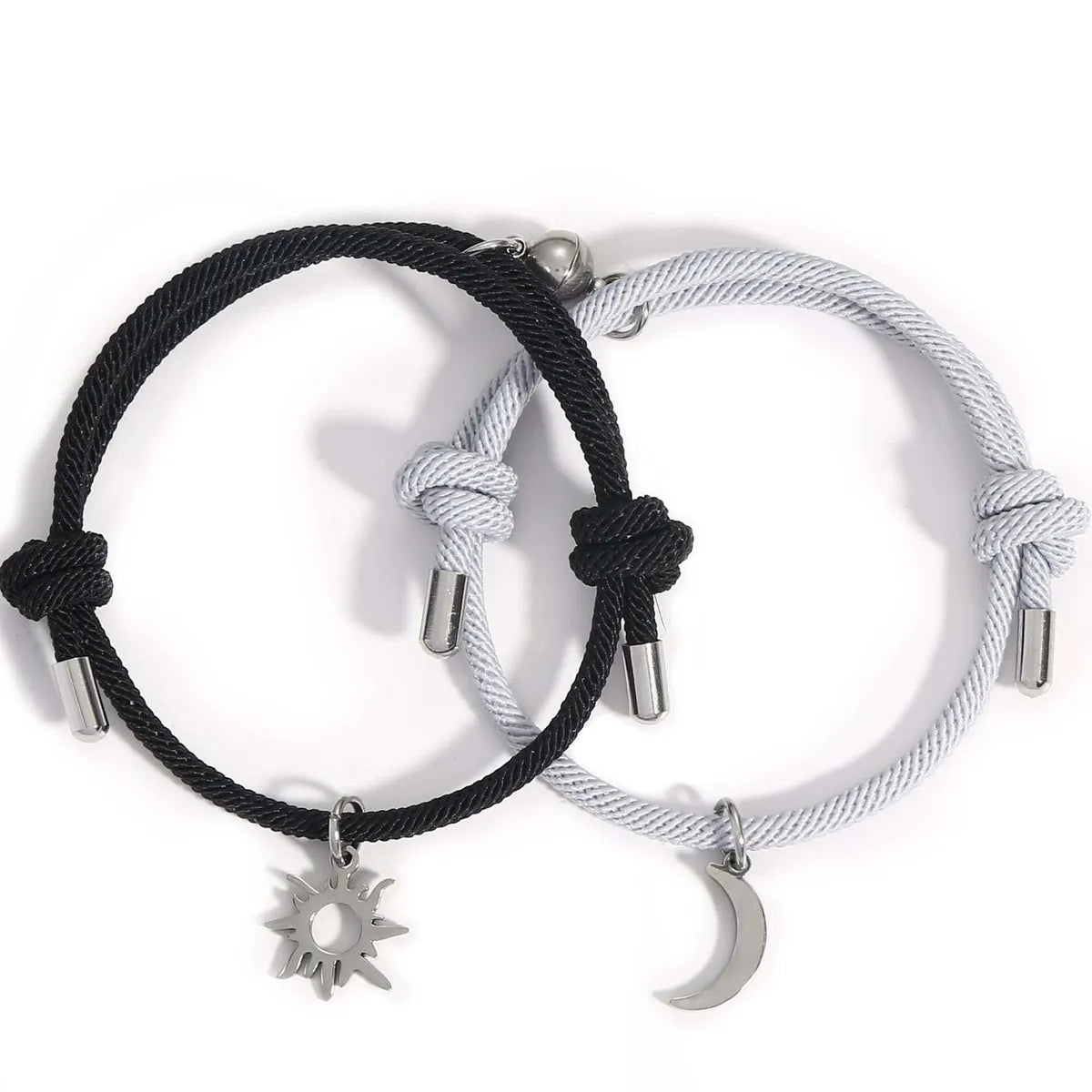 Simple Style Moon Alloy Braid Couple Unisex Bracelets