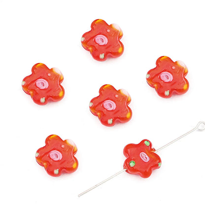 2 Pieces Glass Flower Beads