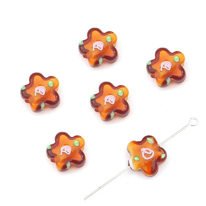 2 Pieces Glass Flower Beads