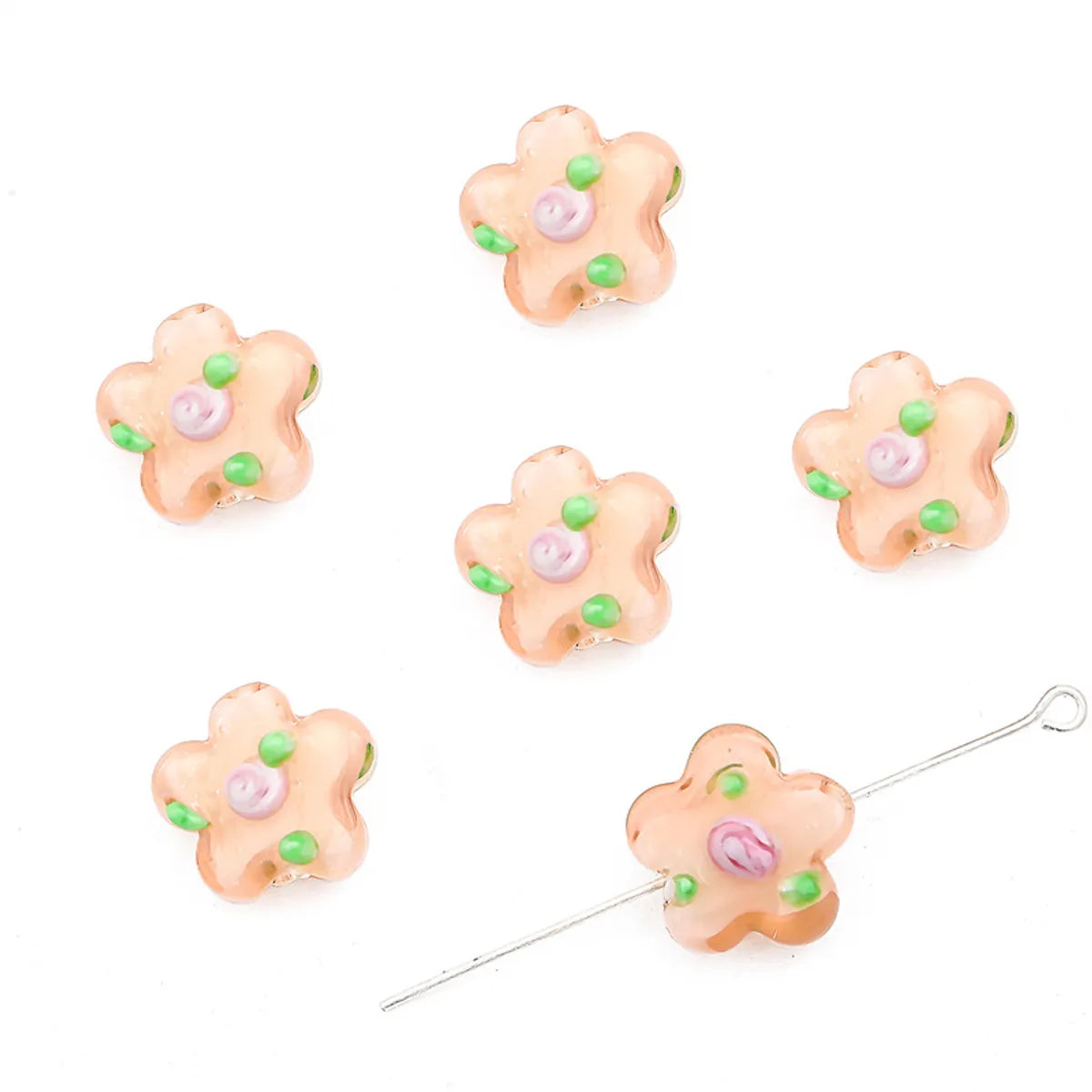 2 Pieces Glass Flower Beads