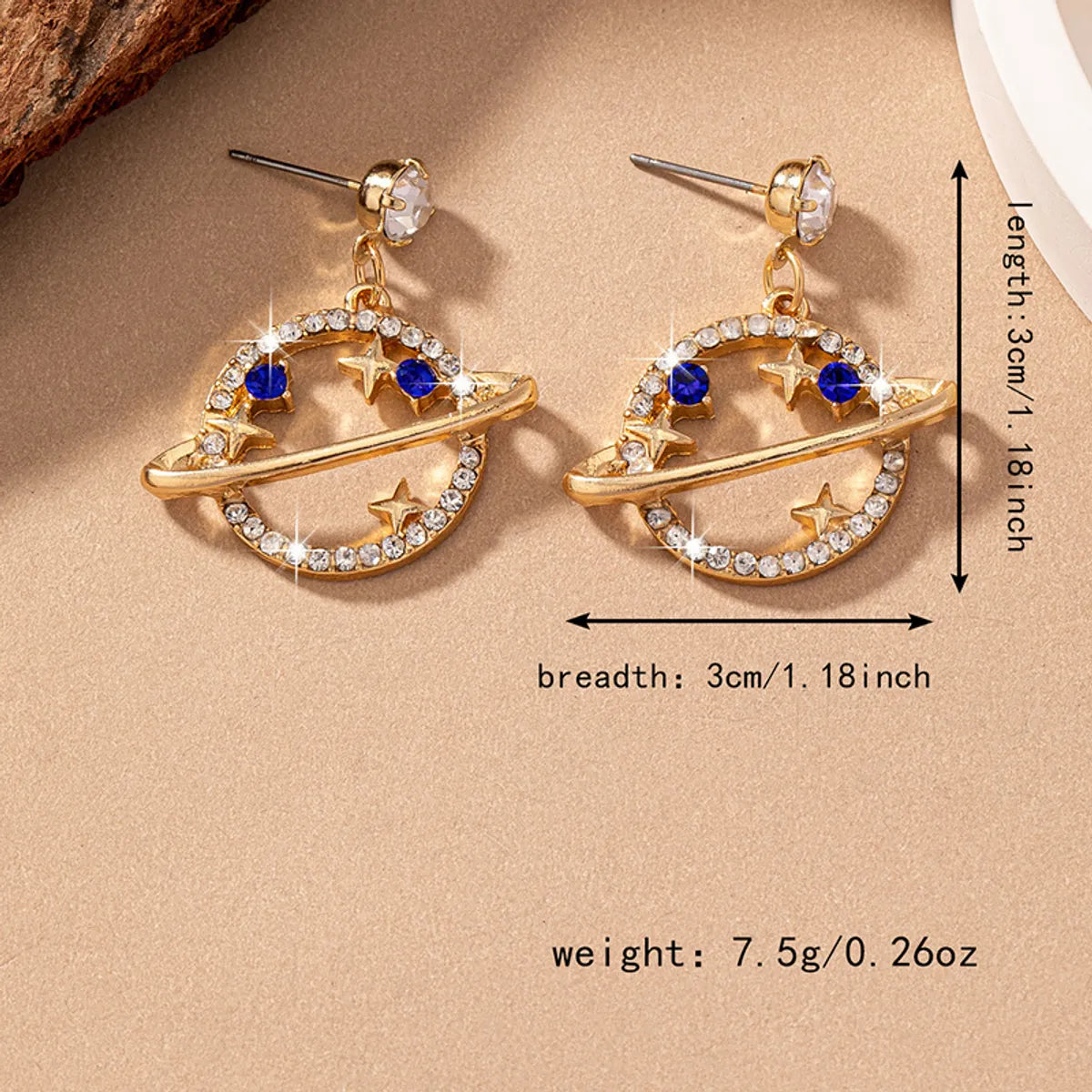 2 Pieces Sweet Simple Style Interstellar Planet Metal Inlay Alloy Glass 14k Gold Plated Drop Earrings