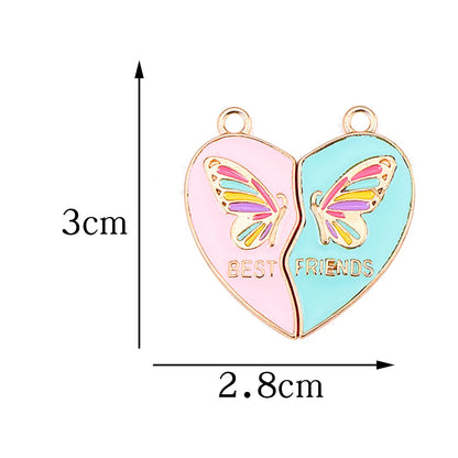 20 Pairs Per Pack 28 * 30mm Alloy Letter Heart Shape Butterfly Polished Pendant