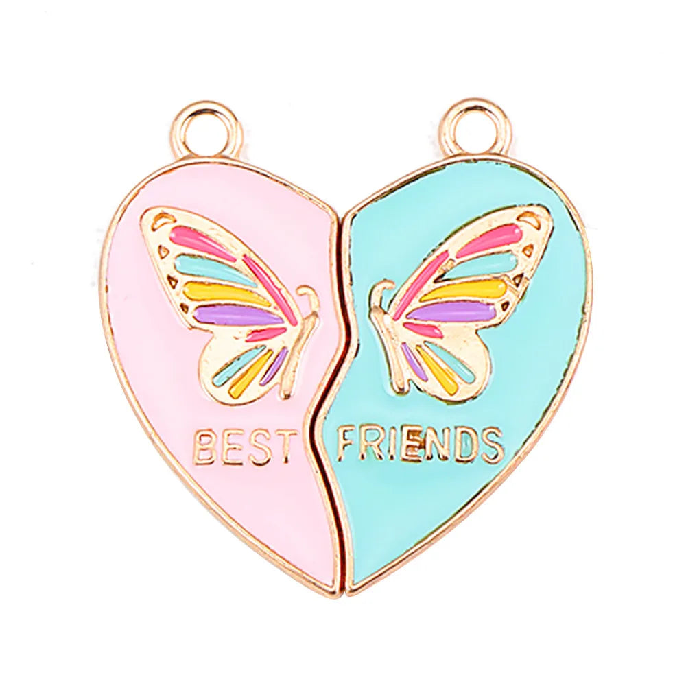 20 Pairs Per Pack 28 * 30mm Alloy Letter Heart Shape Butterfly Polished Pendant