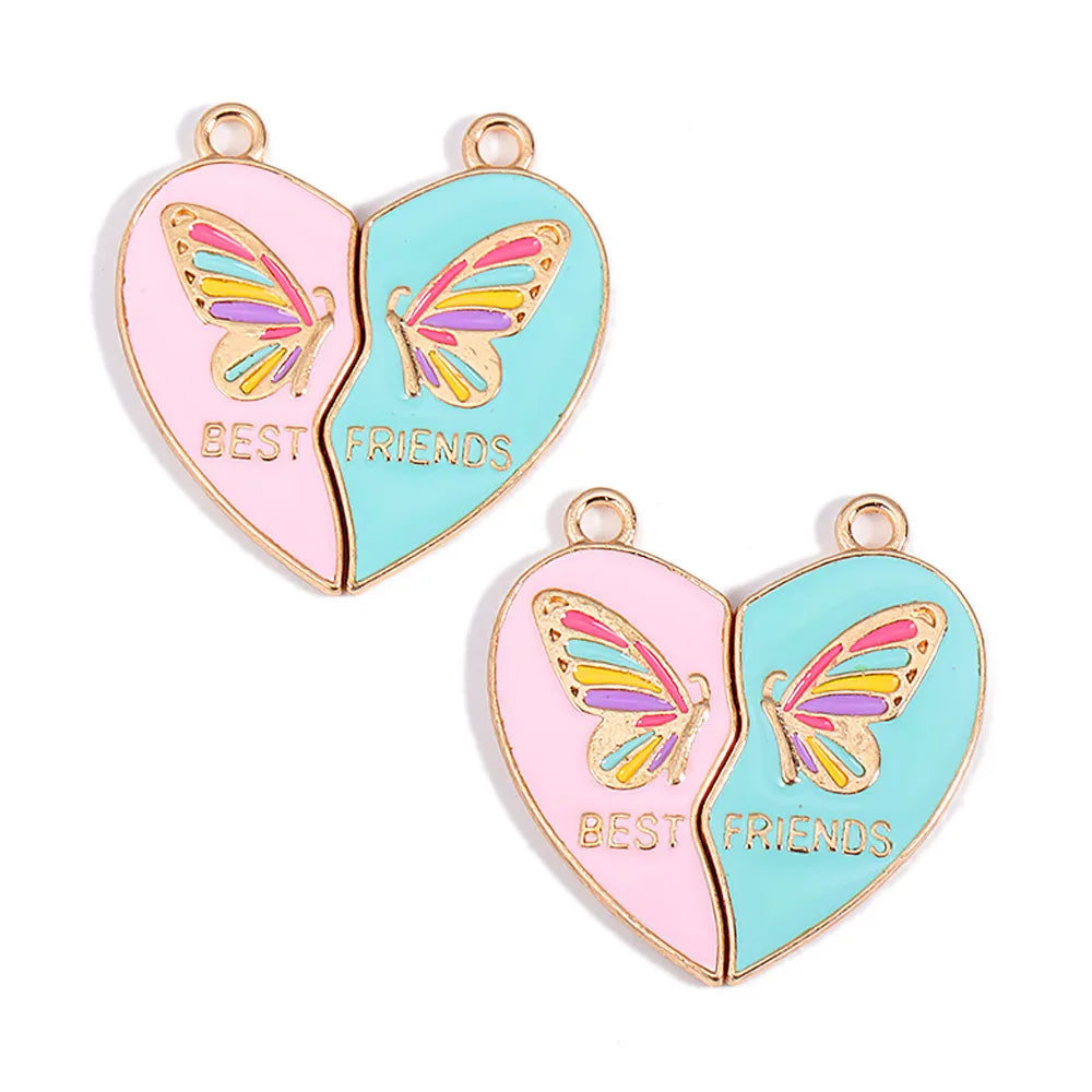 20 Pairs Per Pack 28 * 30mm Alloy Letter Heart Shape Butterfly Polished Pendant