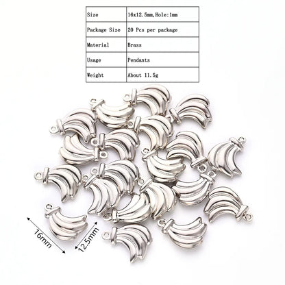 20 PCS/Package 10.5*6.5mm 11*14.5mm 12.5*16mm Hole 1~1.9mm Copper White Gold Plated Strawberry Grape Banana Polished Pendant Earring Findings