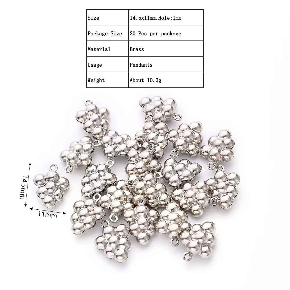 20 PCS/Package 10.5*6.5mm 11*14.5mm 12.5*16mm Hole 1~1.9mm Copper White Gold Plated Strawberry Grape Banana Polished Pendant Earring Findings