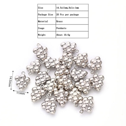 20 PCS/Package 10.5*6.5mm 11*14.5mm 12.5*16mm Hole 1~1.9mm Copper White Gold Plated Strawberry Grape Banana Polished Pendant Earring Findings