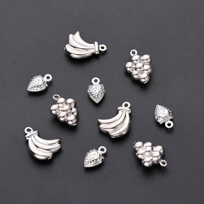 20 PCS/Package 10.5*6.5mm 11*14.5mm 12.5*16mm Hole 1~1.9mm Copper White Gold Plated Strawberry Grape Banana Polished Pendant Earring Findings