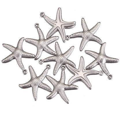 20 PCS/Package 12mm 20mm 304 Stainless Steel Starfish Pendant