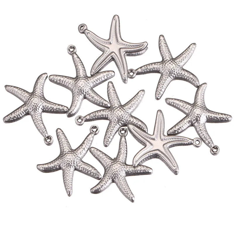 20 PCS/Package 12mm 20mm 304 Stainless Steel Starfish Pendant