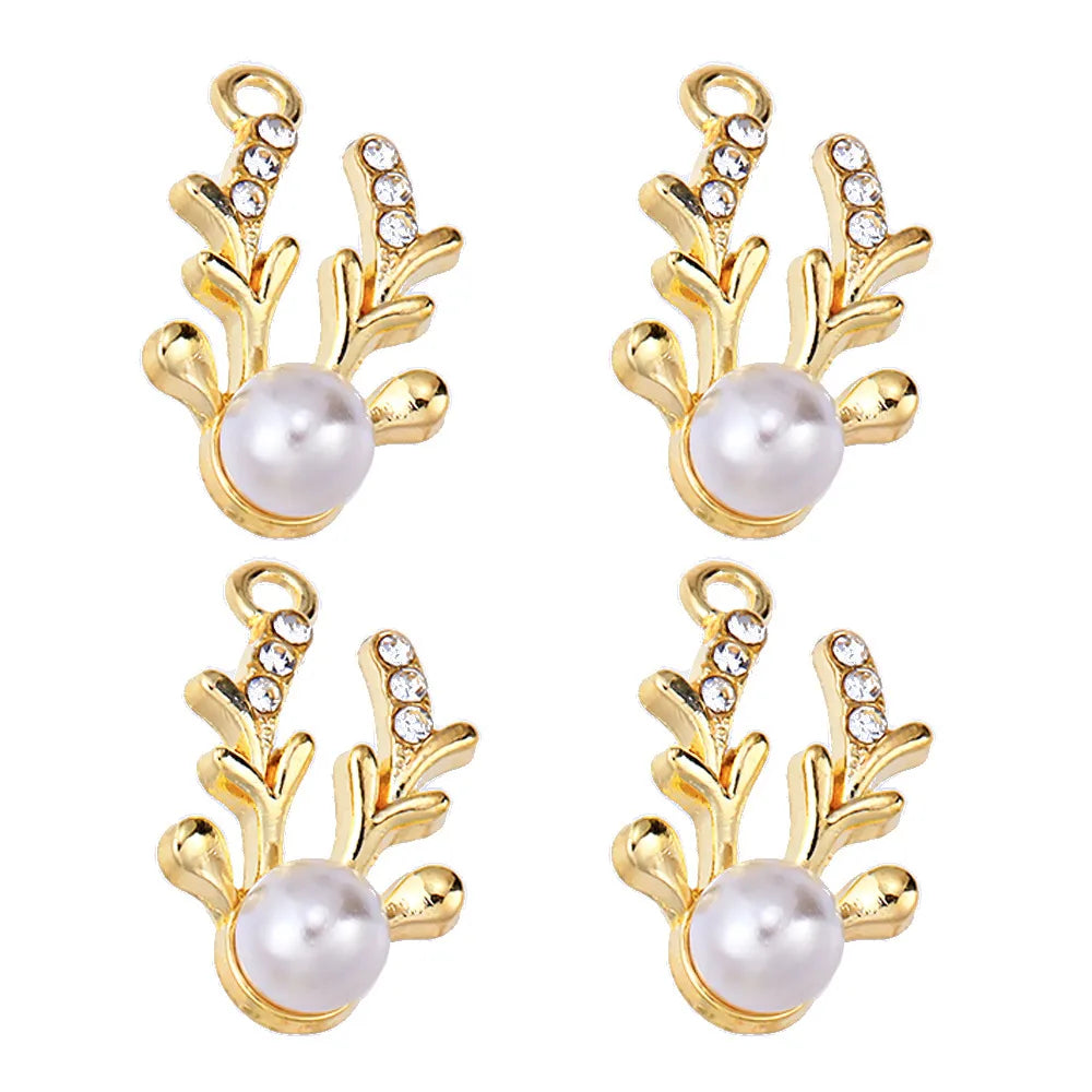 20 PCS/Package 17*27mm 19*32mm 22*35mm Alloy Pearl Zircon Cross Bow Knot Ginkgo Leaf Polished Pendant