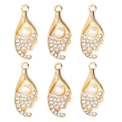 20 PCS/Package 17*27mm 19*32mm 22*35mm Alloy Pearl Zircon Cross Bow Knot Ginkgo Leaf Polished Pendant