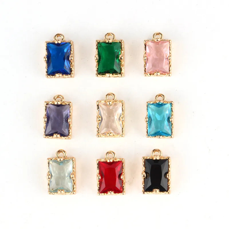 20 PCS/Package 6 * 10mm Copper Rare Earth Glass Geometric Pendant