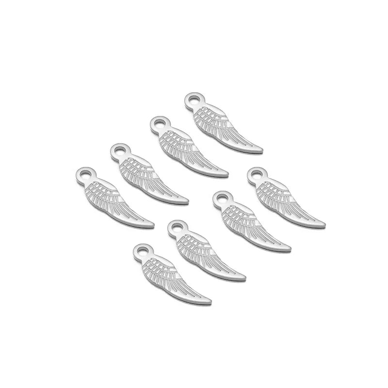 20 PCS/Package 6*19mm 7*13mm 9*18mm 304 Stainless Steel Palm Feather Wings Pendant