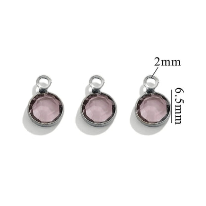 20 PCS/Package 6.5mm Hole 2~2.9mm 304 Stainless Steel Crystal Round Pendant