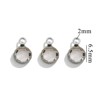 20 PCS/Package 6.5mm Hole 2~2.9mm 304 Stainless Steel Crystal Round Pendant