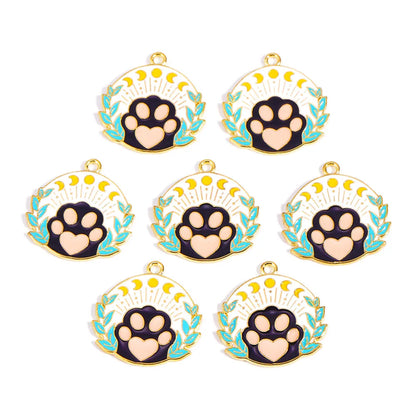 20 PCS/Package Alloy Paw Print Pendant