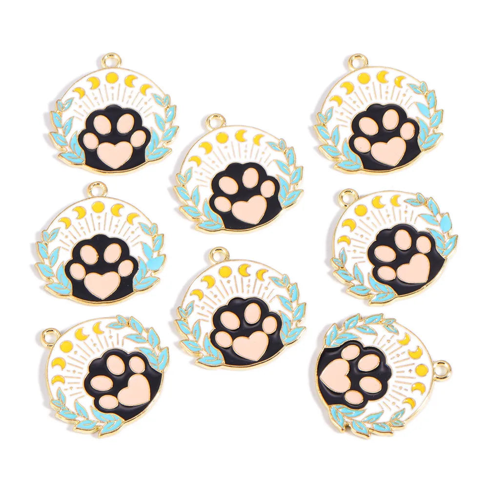 20 PCS/Package Alloy Paw Print Pendant