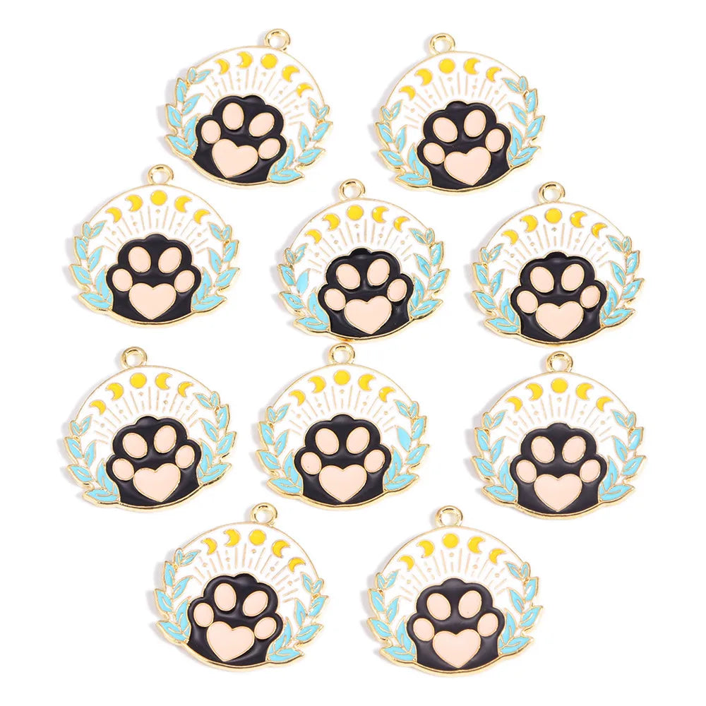 20 PCS/Package Alloy Paw Print Pendant