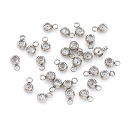 20 PCS/Package Diameter 4mm Hole 1~1.9mm Hole 2~2.9mm 304 Stainless Steel Solid Color Polished Spacer Bars Spacer Beads