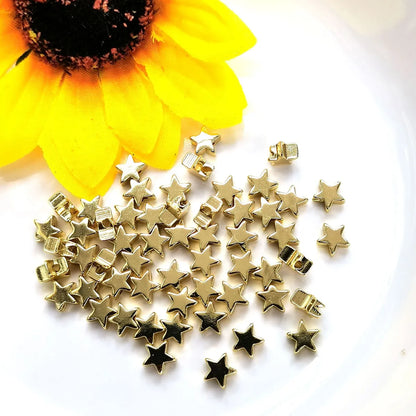 20 PCS/Package Diameter 5mm Diameter 6 Mm Diameter 7 Mm Copper 14K Gold Plated Cross Star Flower Beads