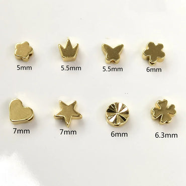 20 PCS/Package Diameter 5mm Diameter 6 Mm Diameter 7 Mm Copper 14K Gold Plated Cross Star Flower Beads