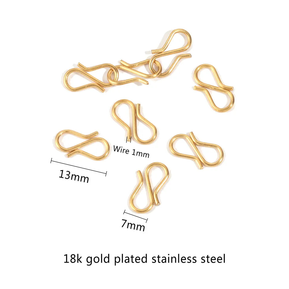 20 PCS/Package Stainless Steel 18K Gold Plated Solid Color Jewelry Buckle